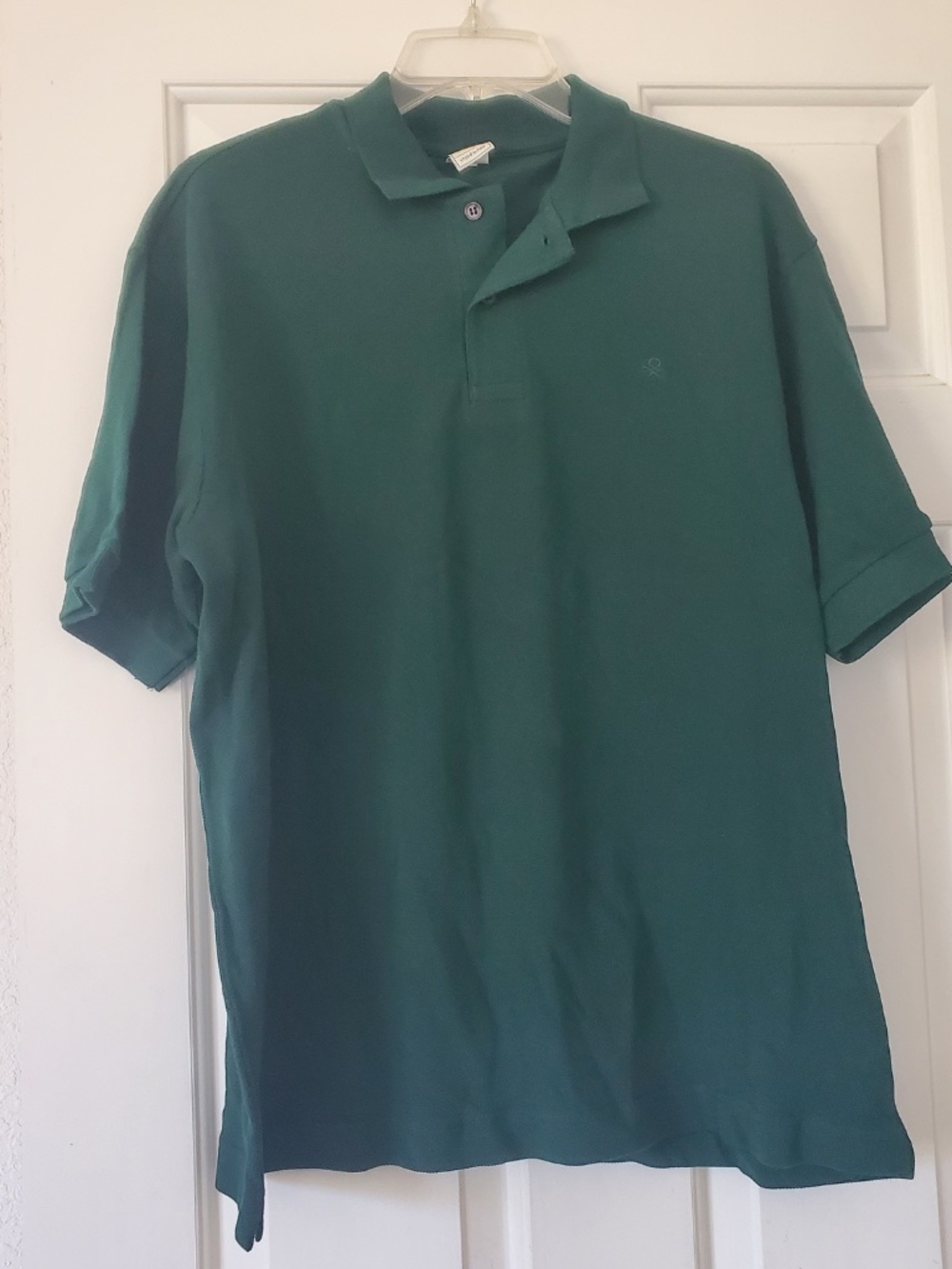 United Colors Of Benetton Forest Green Short Sleeve Men's Polo Style Shirt LARGE